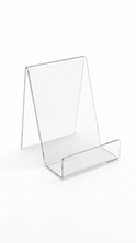 Clear Acrylic Book Display Stand / Easel with Lip – 75mm Wide – Brochure, Menu & Postcard Holder