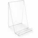 Clear Acrylic Book Display Stand / Easel with Lip – 75mm Wide – Brochure, Menu & Postcard Holder