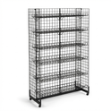 8ft H-Shape Grid Mesh Gondola Display Stand with Wheels – Double-Sided Retail Gridwall Merchandiser with Shelves