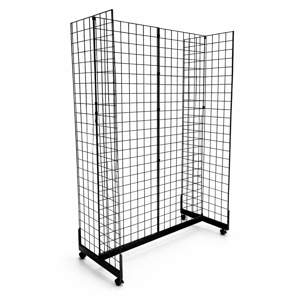 Double-Sided Gridwall Gondola Display Rack with Hanging Arms – Retail Clothing Display Stand