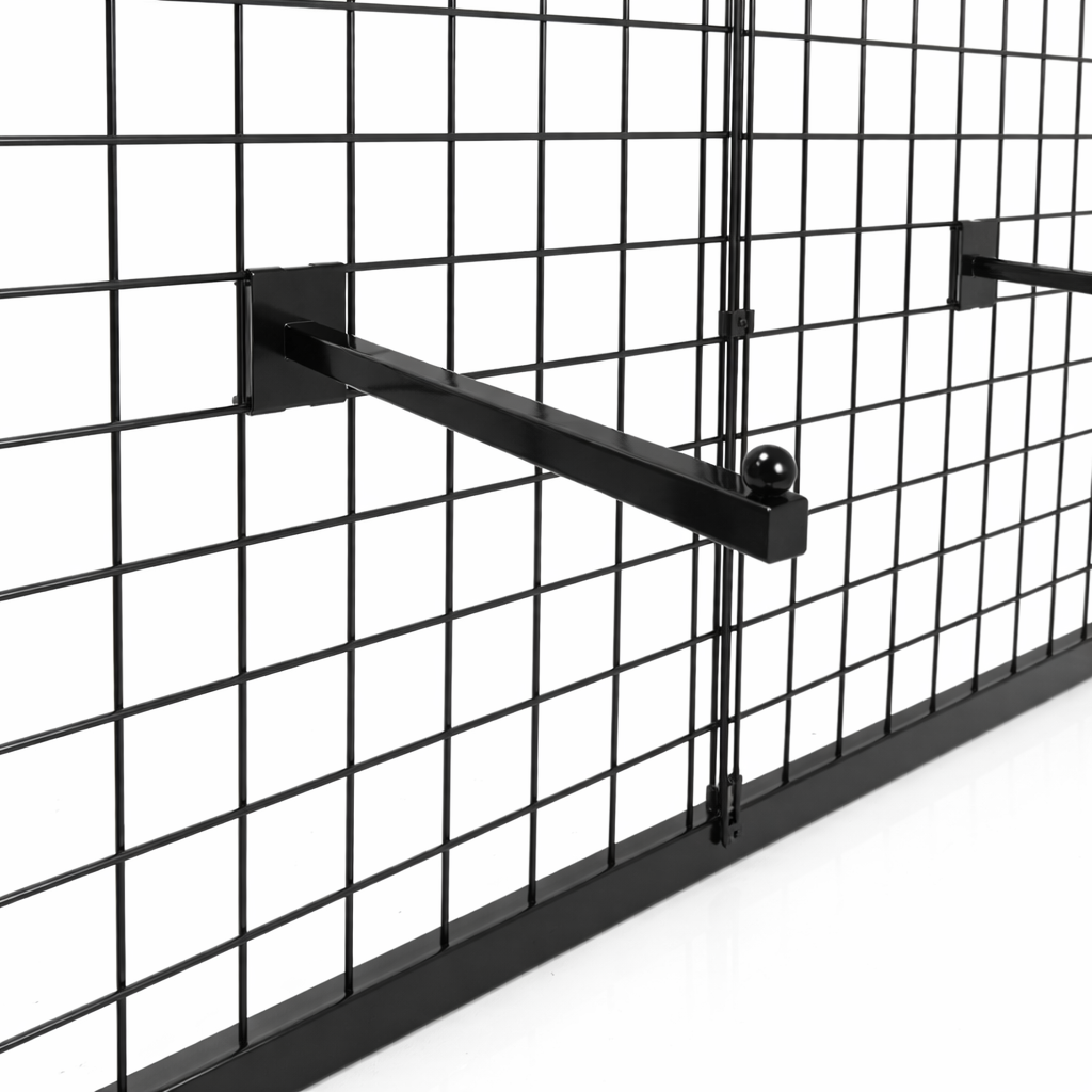 Double-Sided Gridwall Gondola Display Rack with Hanging Arms – Retail Clothing Display Stand