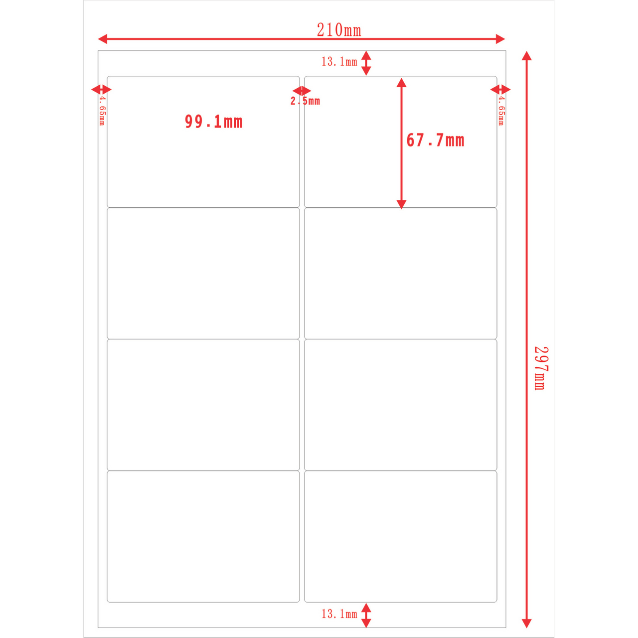 Multi-Purpose A4 White Self-Adhesive Labels 8 Label