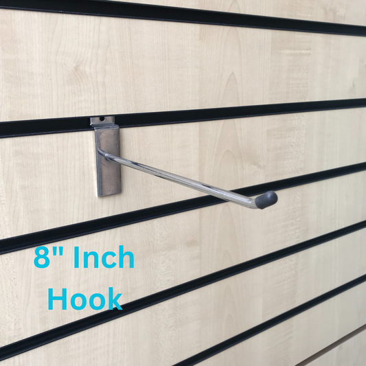 8" 45 Degree Slatwall Hooks Accessory Single Prong Shop Display (8 Inch)