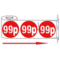 500x 45mm 99p Red Self Adhesive Stickers
