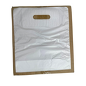 10" x 12" Strong White Patch Handle Plastic Carrier Bag with reinforced handles, available in packs of 100 or boxes of 1000