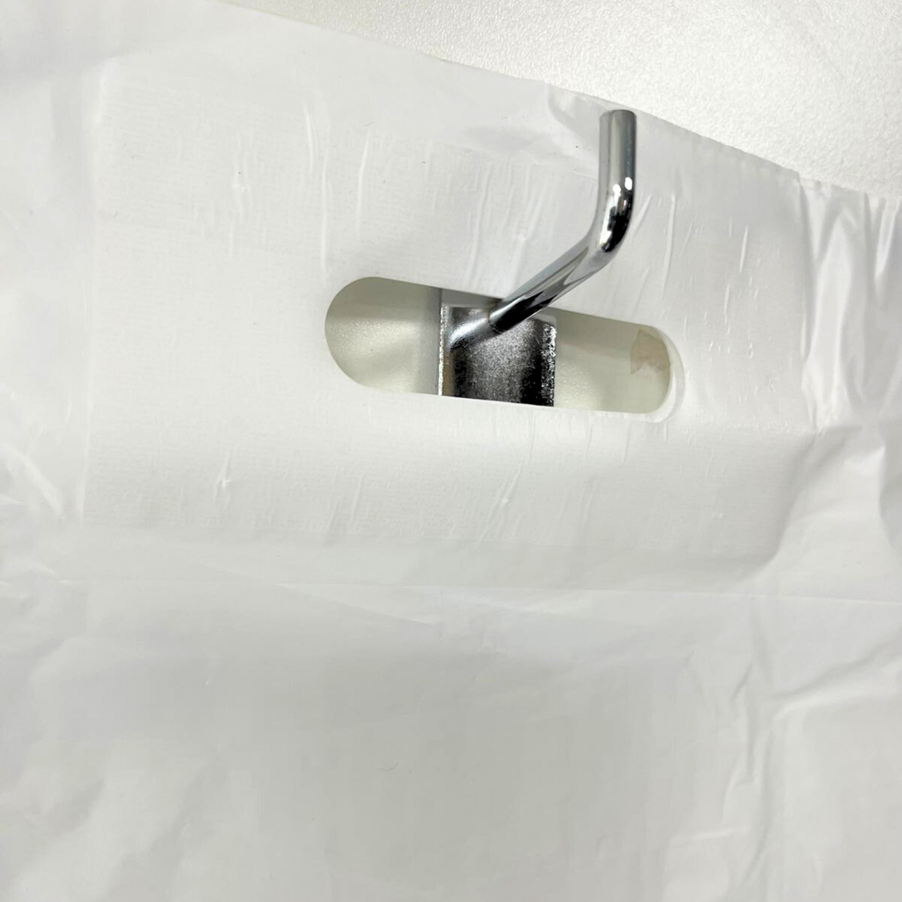 14" x 14" Strong White Patch Handle Plastic Carrier Bag with reinforced handles, available in packs of 100 or boxes of 1000