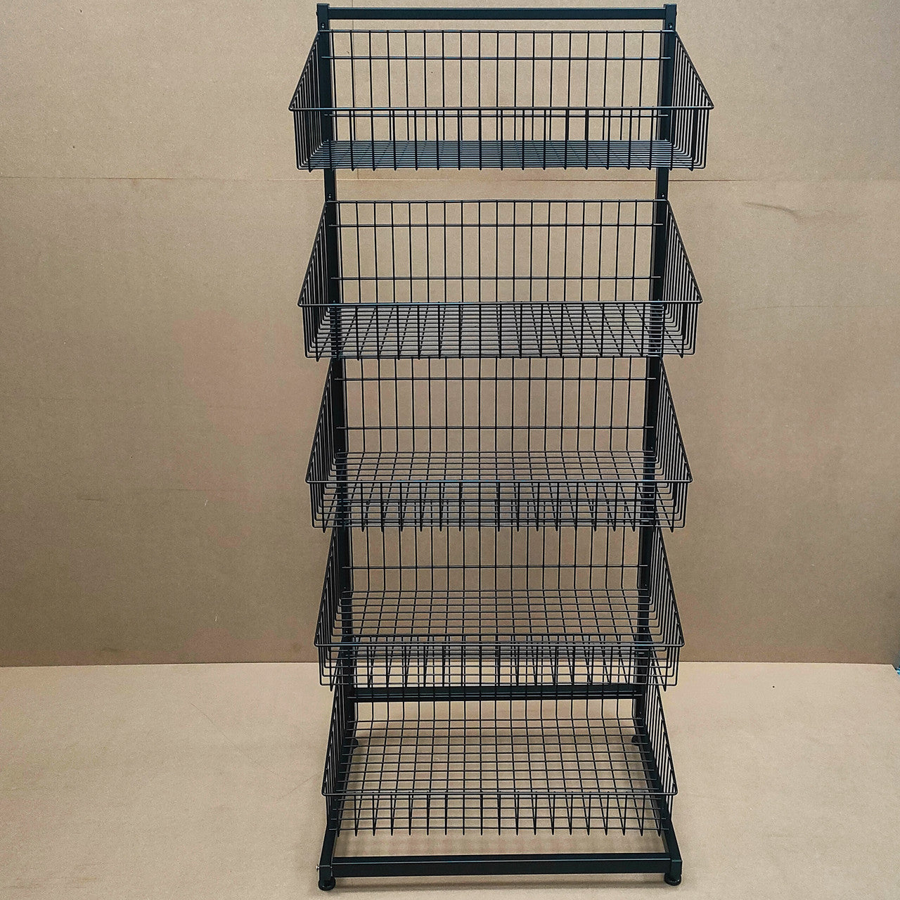 Black 5 x Tier Single Side Display Baskets-65cm