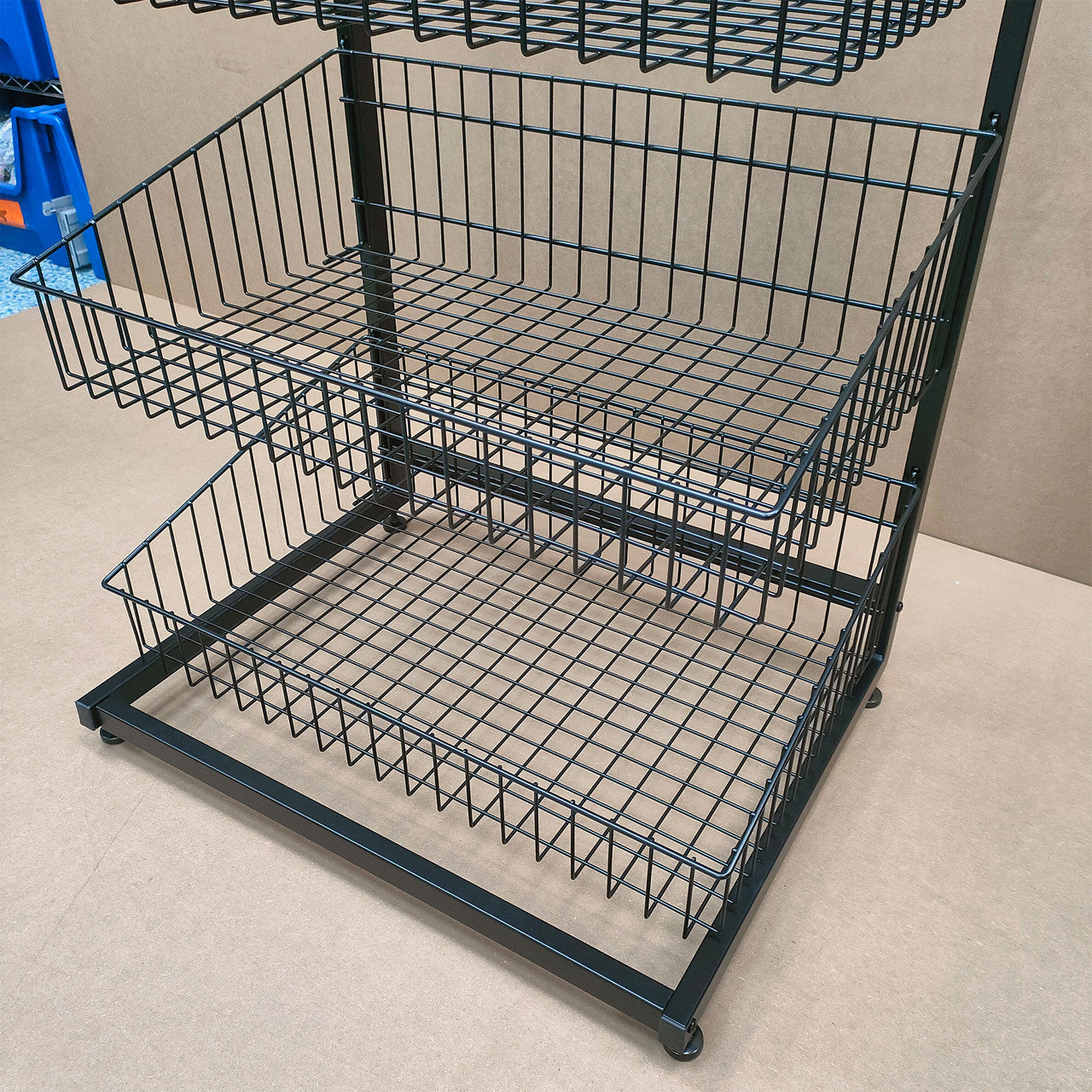 Black 5 x Tier Single Side Display Baskets-65cm