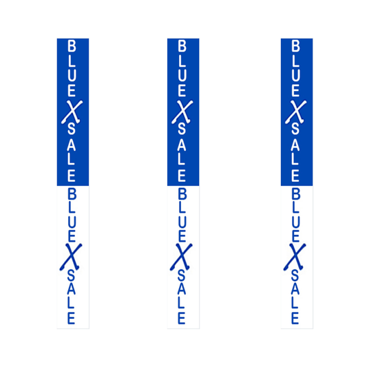 Vertical BLUE X SALE Poster Window Display Sign-Pack of 3