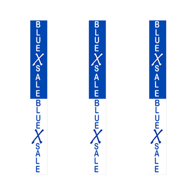Vertical BLUE X SALE Poster Window Display Sign-Pack of 3