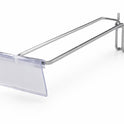 4 Inch Heavy Duty Chrome Single Prong Pegboard Hook with Overhead Arm for Price Holder