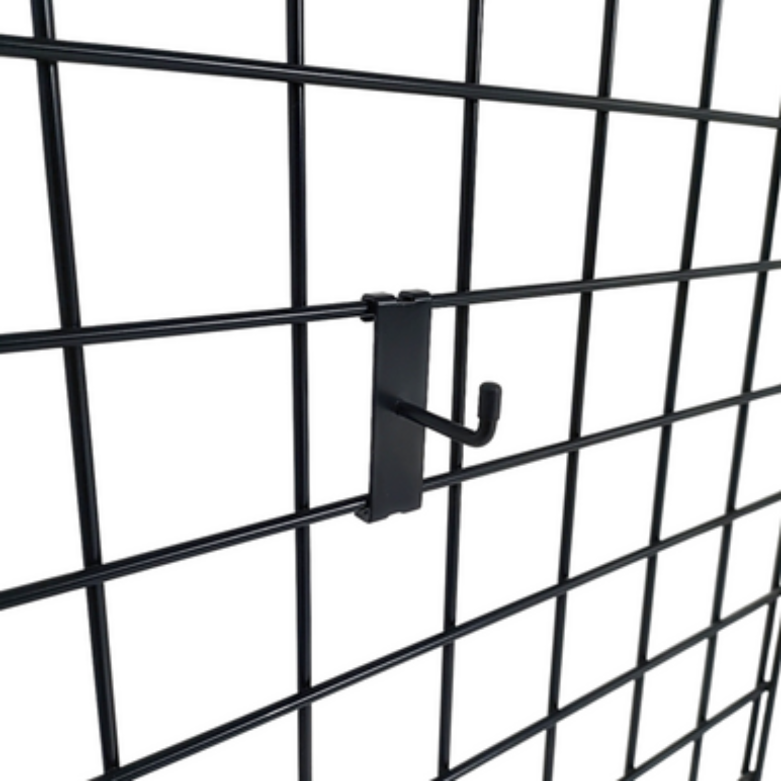 2" Black Grid Mesh Hooks Single Prong Shop Display