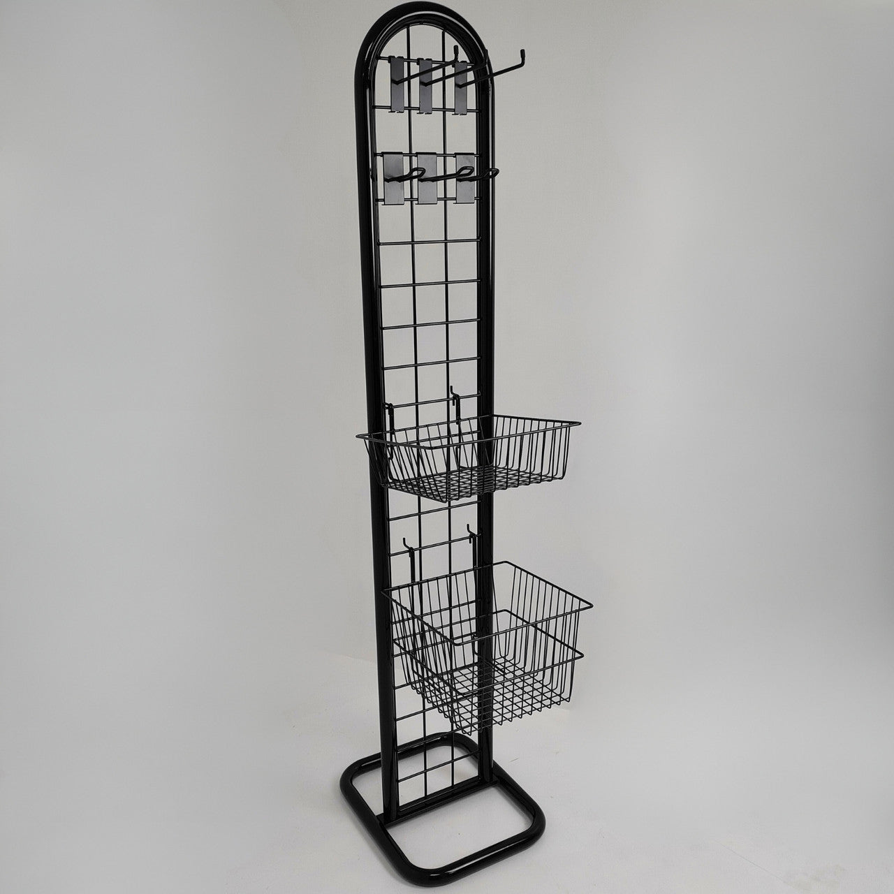 Black Gridwall Tower Display for Retail & Exhibitions, Easy Assembly & Storage