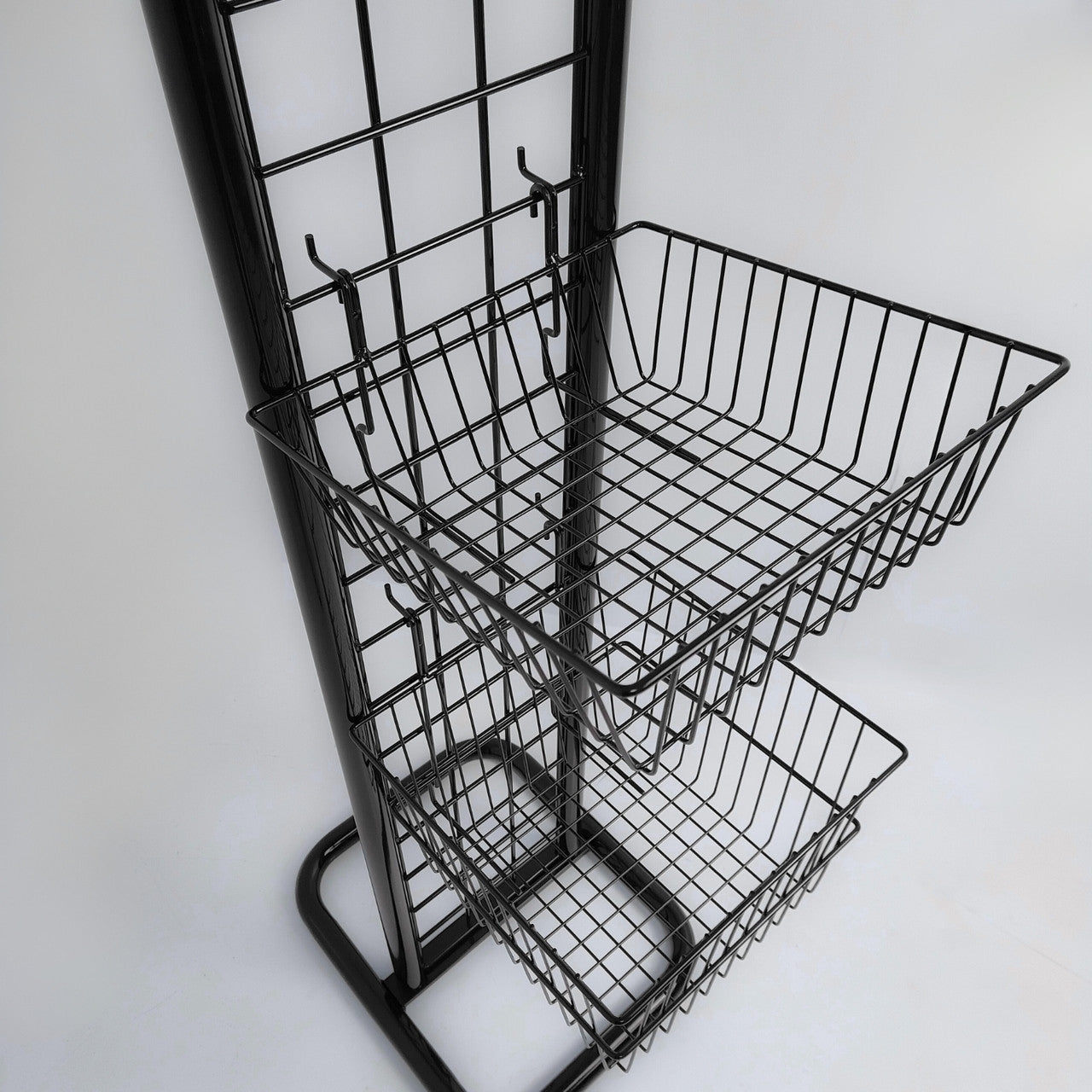 Black Gridwall Tower Display for Retail & Exhibitions, Easy Assembly & Storage