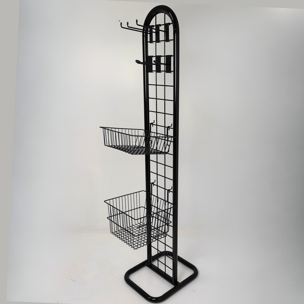 Black Gridwall Tower Display for Retail & Exhibitions, Easy Assembly & Storage