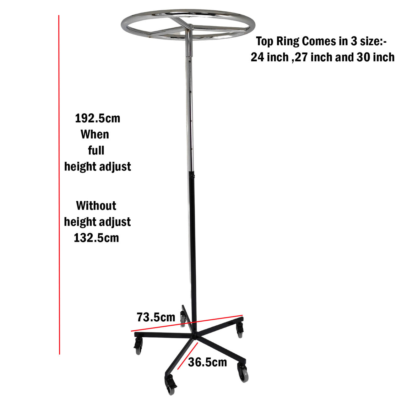 Garment Rail Clothes Display Circular Fashion Adjustable Height Rack