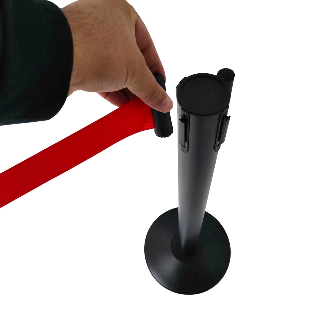 Black Retractable Queue Barrier System: Efficient Crowd Control & Queue Management