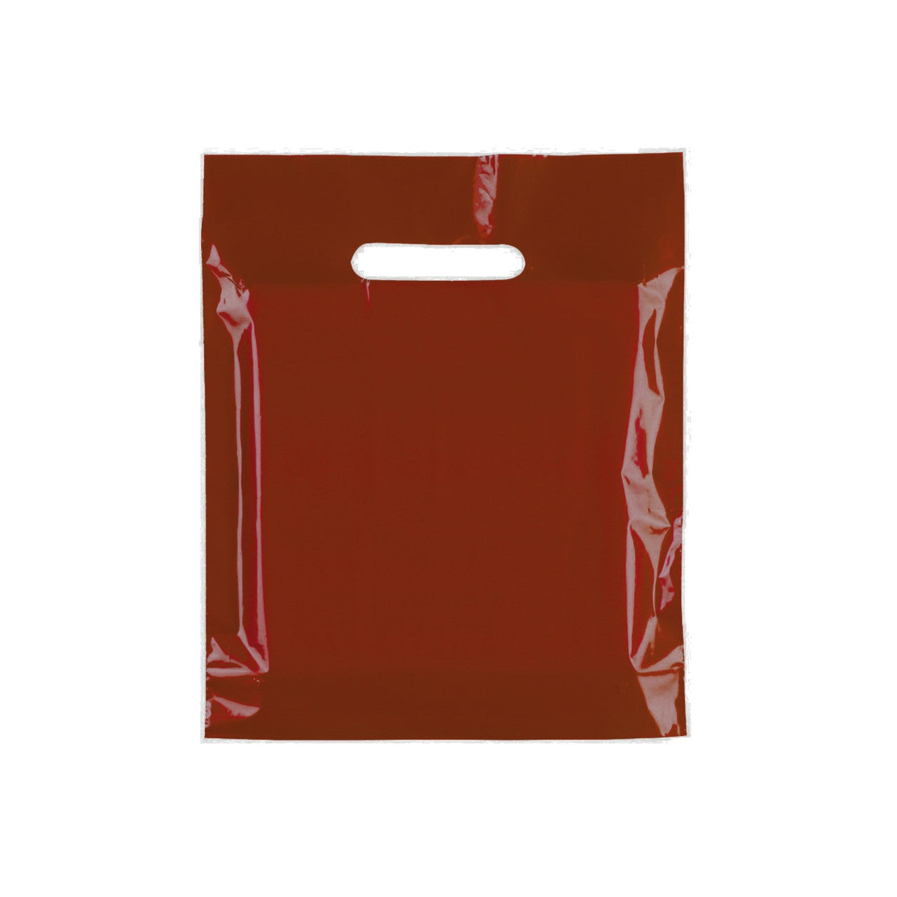 100x Plastic Plain Burgundy Carrier Bags