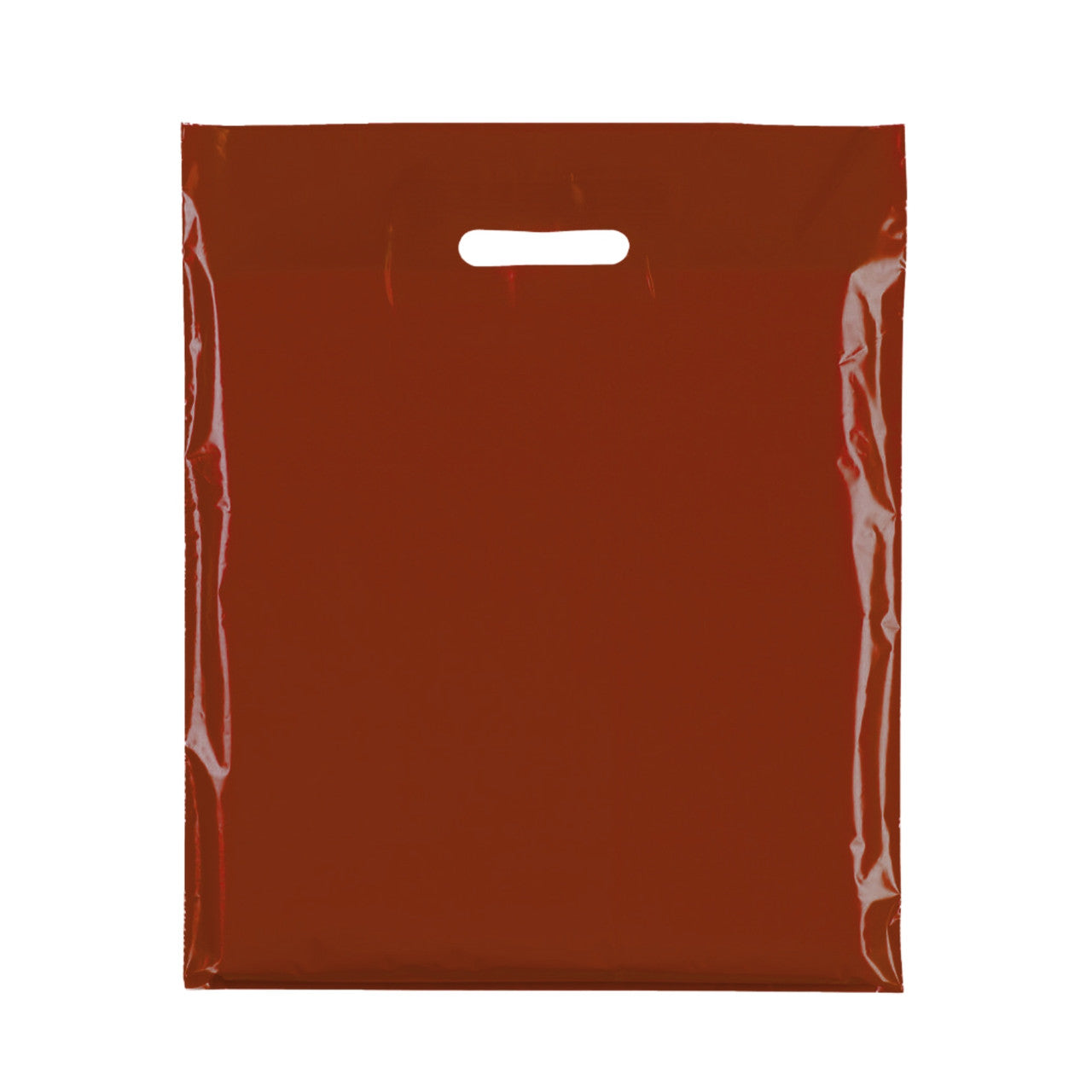 100x Plastic Plain Burgundy Carrier Bags