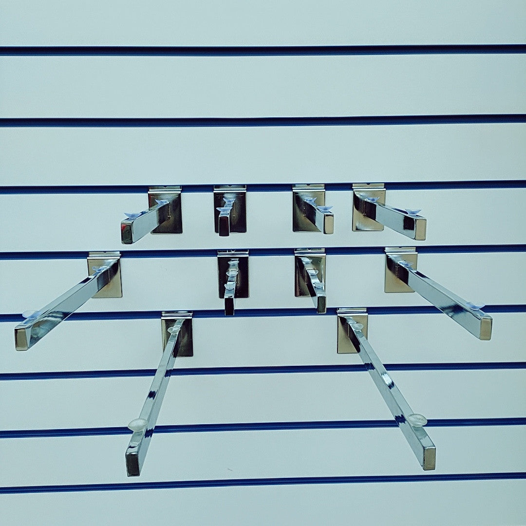 Chrome Glass Shelf Brackets with Suction Pads for Slatwall Pack OF (1,2,5,10,25