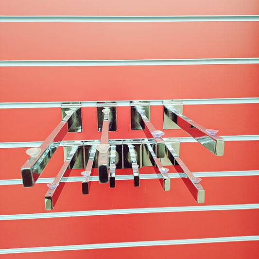 Chrome Glass Shelf Brackets with Suction Pads for Slatwall Pack OF (1,2,5,10,25