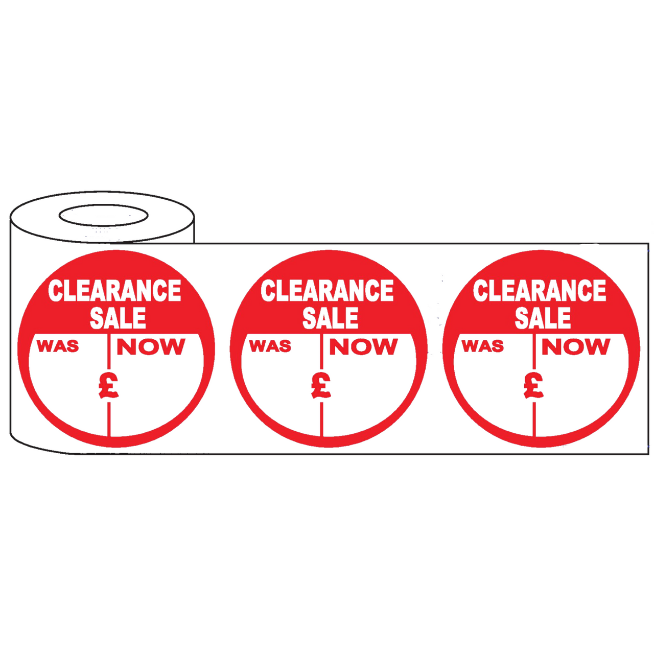 500x45mm Round Adhesive Clearance Stickers Was/Now