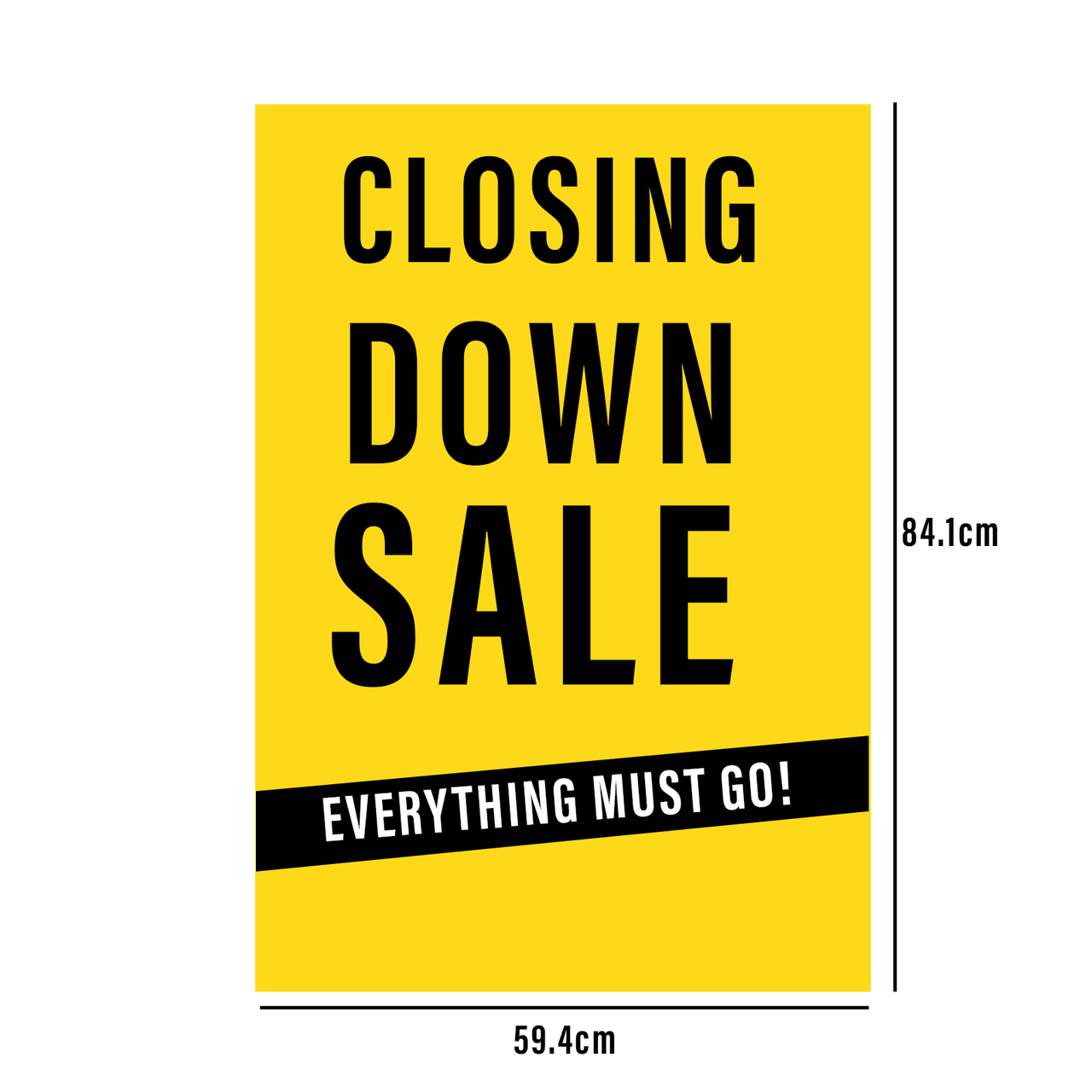 Closing Down Sale - Everything Must Go! For Window Display in Red or Yellow