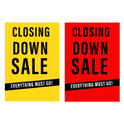 Closing Down Sale - Everything Must Go! For Window Display in Red or Yellow