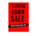 Closing Down Sale - Everything Must Go! For Window Display in Red or Yellow