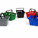 21 Litre Heavy Duty Retail Shopping Basket with Foldable Handles – Stackable Plastic Basket