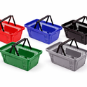 21 Litre Heavy Duty Retail Shopping Basket with Foldable Handles – Stackable Plastic Basket