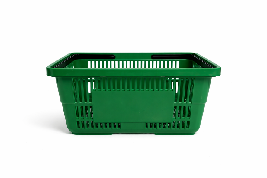 21L Green Plastic Shopping Baskets with Handles – Retail Store Carry Baskets