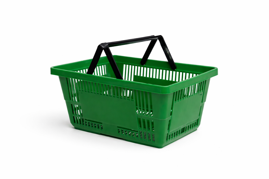 21L Green Plastic Shopping Baskets with Handles – Retail Store Carry Baskets
