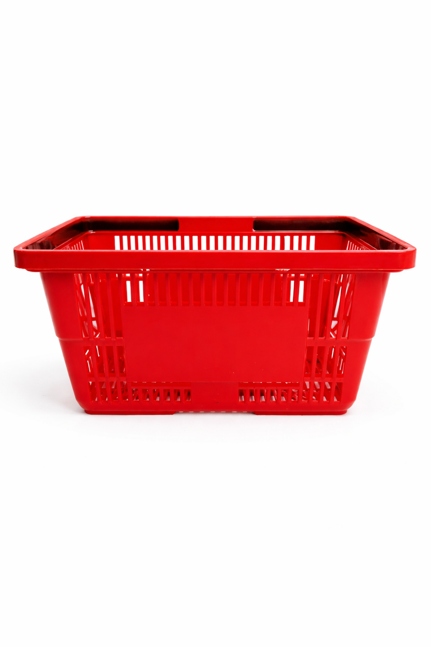 28L Plastic Shopping Basket with Handles – Durable Retail Carry Basket – Multiple Colours