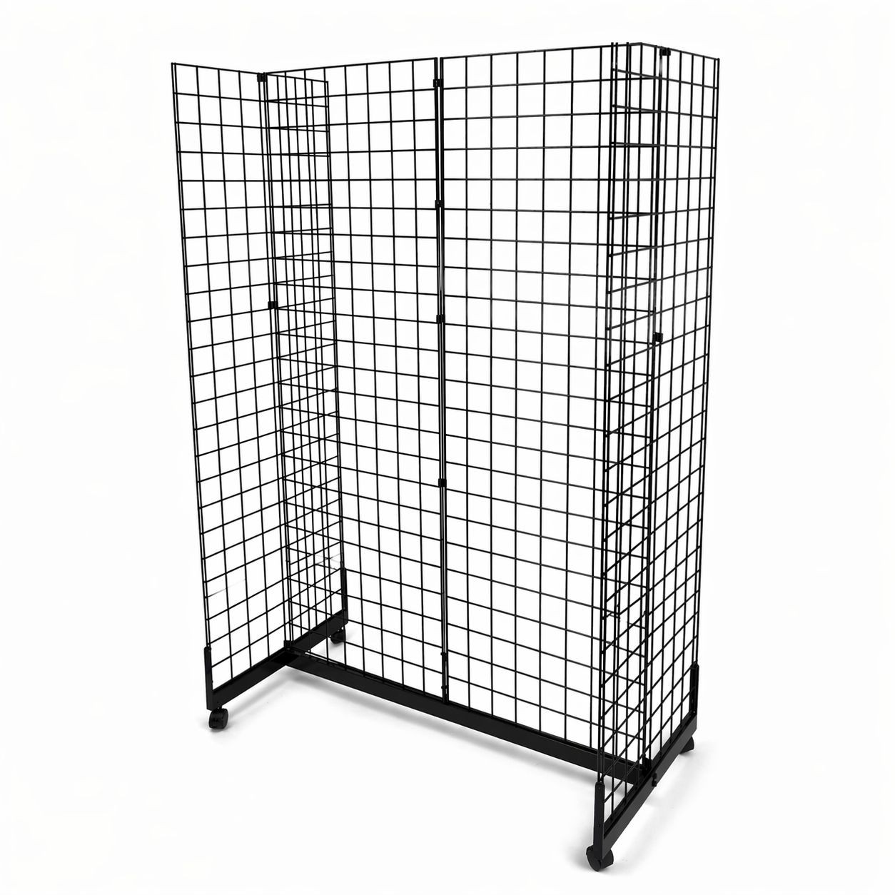 6ft Black Grid Mesh 'H' Stand Gondola Stand With 352x Euro Hooks