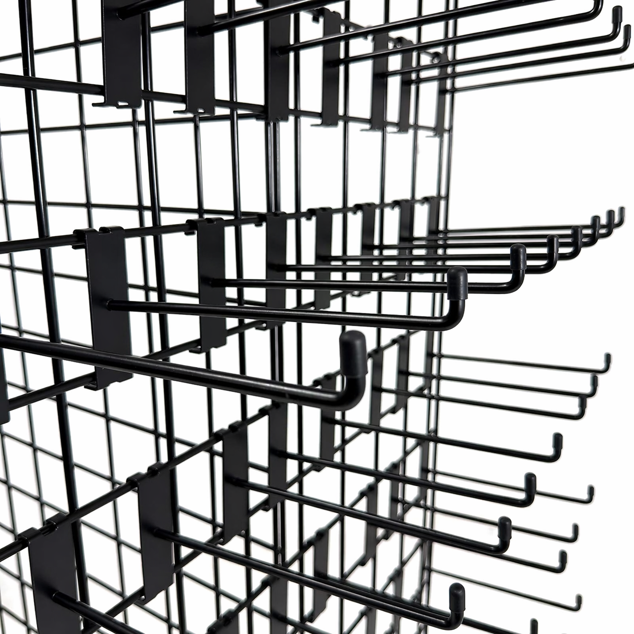 6ft Black Grid Mesh 'H' Stand Gondola Stand With 528x Single Hooks