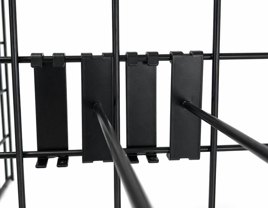 5ft Black Grid Mesh 'H' Stand Gondola Stand With 432x Single Hooks