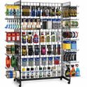 4ft Black Grid Mesh 'H' Stand Gondola Stand With 336x Single Hooks