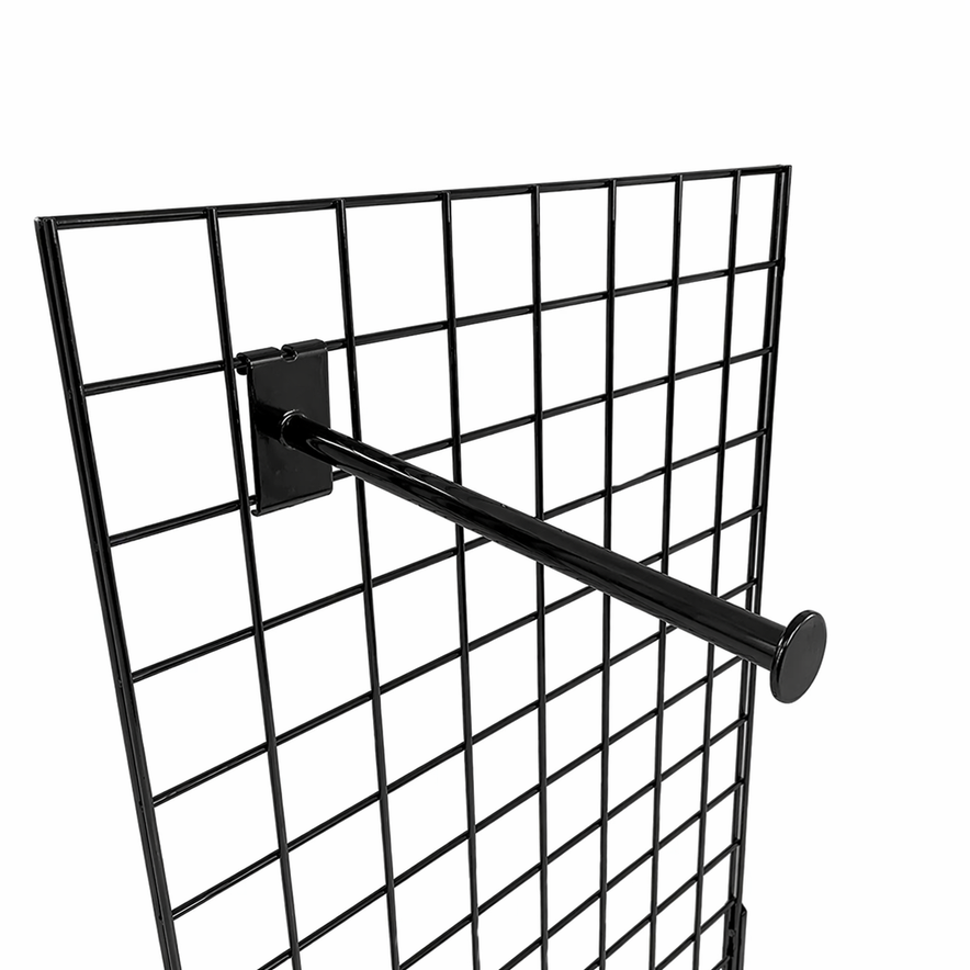 Black Forward Arm with Round End for Grid Mesh Panels