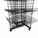 4ft Black 4-Way Grid Mesh Display Stand With 16 Shelves & Wheels