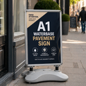 Grey A1 Waterbase Pavement Sign – Heavy Duty Outdoor Poster Display Stand