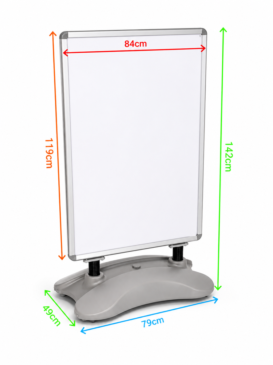 Grey A0 Waterbase Pavement Sign – Heavy Duty Outdoor Poster Display Stand
