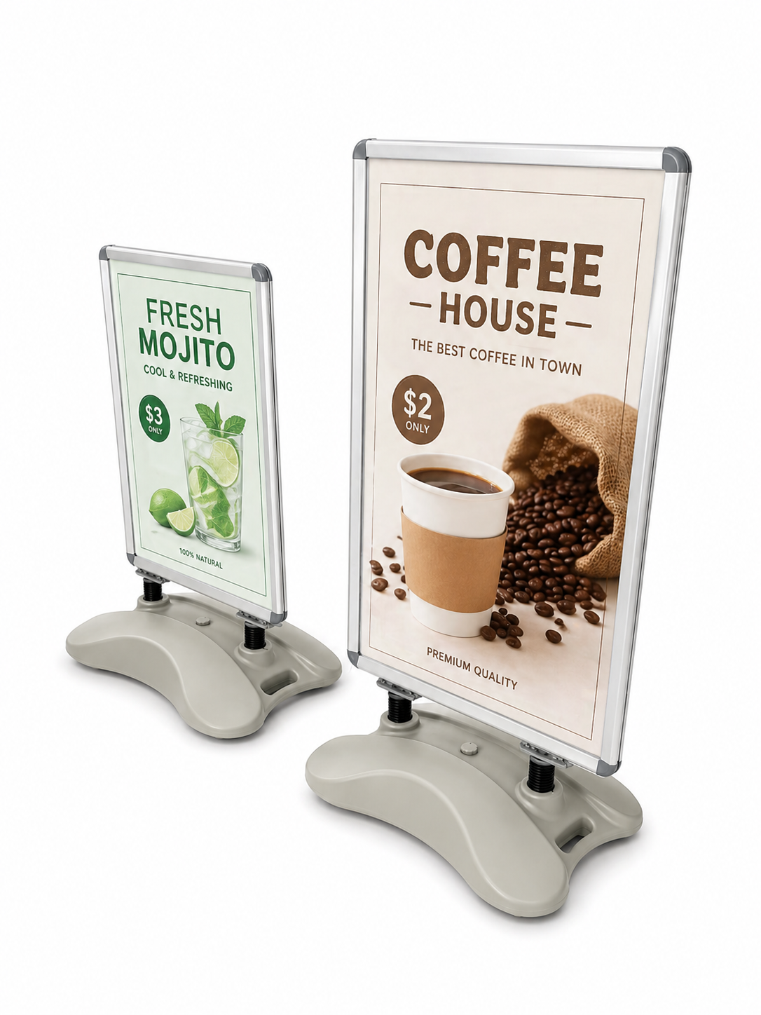 A1 & A0 Waterbase Pavement Sign – Black & Grey Outdoor Poster Display