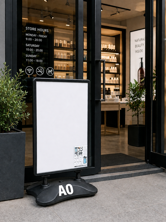 Black A0 Waterbase Pavement Sign – Heavy Duty Outdoor Poster Display Stand