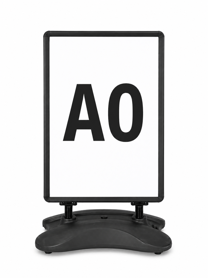 Black A0 Waterbase Pavement Sign – Heavy Duty Outdoor Poster Display Stand