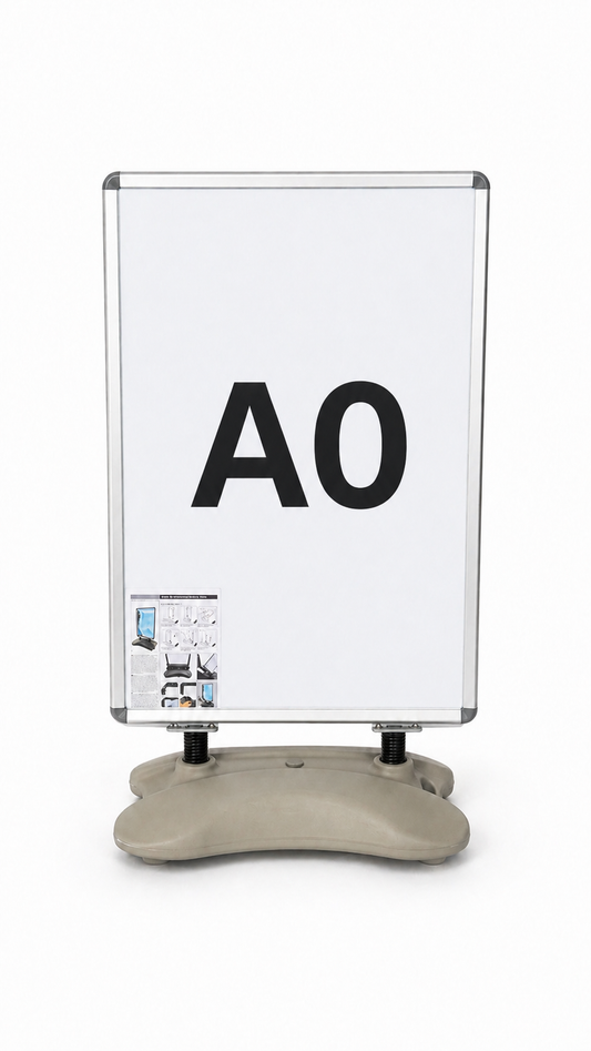 Grey A0 Waterbase Pavement Sign – Heavy Duty Outdoor Poster Display Stand