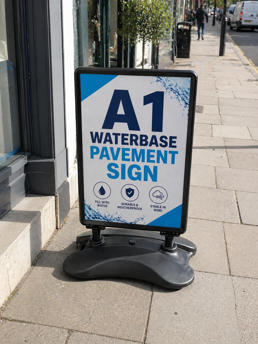 Black A1 Waterbase Pavement Sign – Heavy Duty Outdoor Poster Display Stand