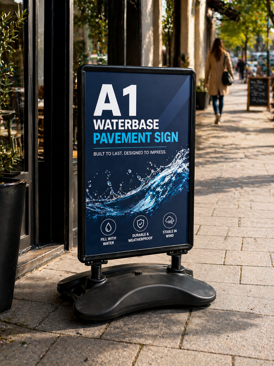 A1 & A2 Black Waterbase Pavement Sign – Outdoor Poster Stand