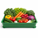 Heavy Duty Plastic Vegetable Tray for Retail Displays – Stackable Produce Display Tray with drain holes