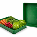 Heavy Duty Plastic Vegetable Tray for Retail Displays – Stackable Produce Display Tray with drain holes